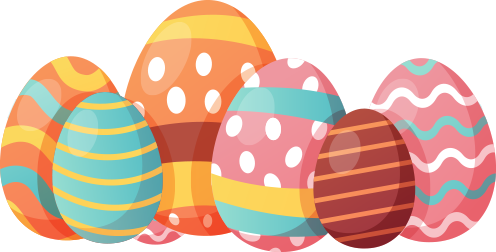 Six colourful Easter eggs