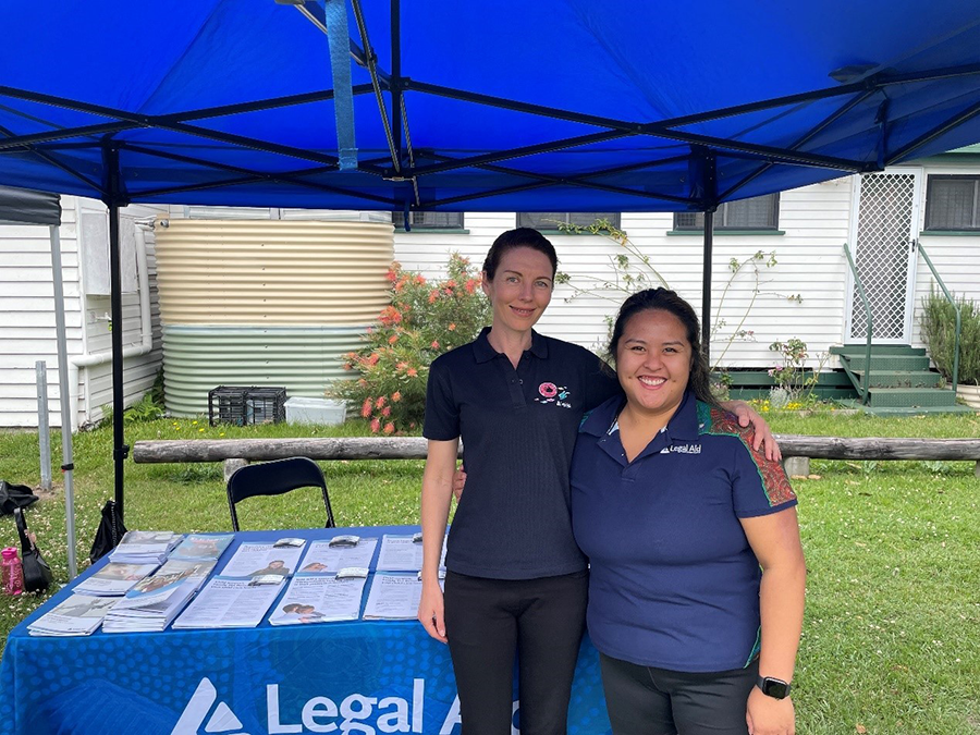 Two Legal Aid Queensland staff at the Labrador Child Protection Family Fun Day